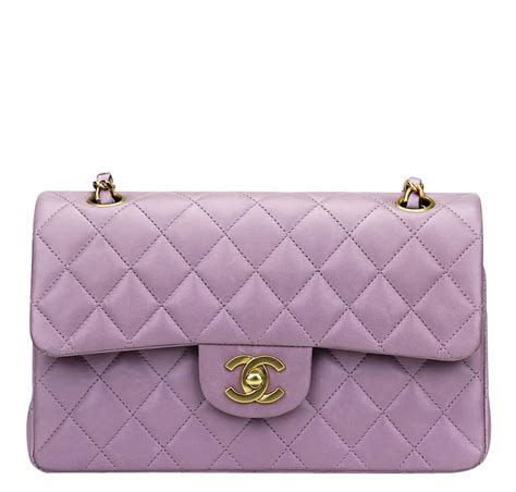 light purple chanel bag.